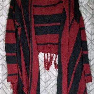 High-Low Fringe Sweater with Pockets